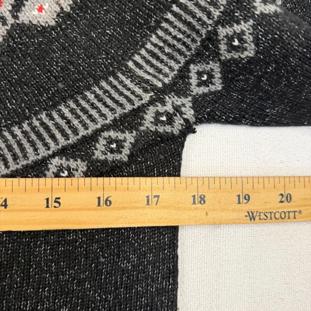 Weatherproof Vintage Mens Small Fair Isle Yoke Sweater Charcoal Red Nordic Knit